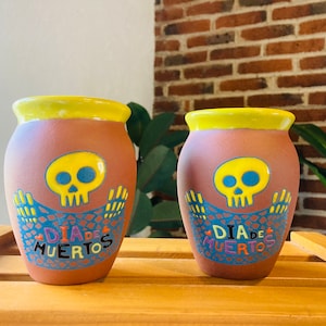 1 Mexican Lottery Cup - day of the dead - chopped paper - Cantarito Clay Cup - Jarrito Cup, MEXICAN clay !!!WHOLESALE!!