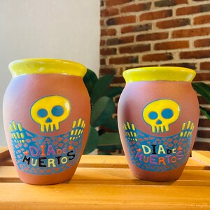 1 Mexican Lottery Cup - day of the dead - chopped paper - Cantarito Clay Cup - Jarrito Cup, MEXICAN clay !!!WHOLESALE!!