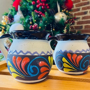 2 JARRITOS mexican clay, Mexican clay cup, MEXICAN cup hand painted !!!wholesale!!