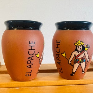 1 Mexican Lottery Cup - El APACHE- Cantarito Clay Cup - Jarrito Cup, MEXICAN clay !!!WHOLESALE!!