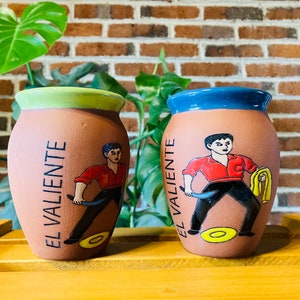 1 Mexican Lottery Cup - The brave - Cantarito Clay Cup - Jarrito Cup, Mexican clay !!!WHOLESALE!!