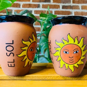 1 Mexican Lottery Cup - EL SOL- Cantarito Clay Cup - Jarrito Cup, Mexican clay !!!WHOLESALE!!