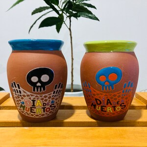 1 Mexican Lottery Cup - day of the dead - chopped paper - Cantarito Clay Cup - Jarrito Cup, MEXICAN clay !!!WHOLESALE!!