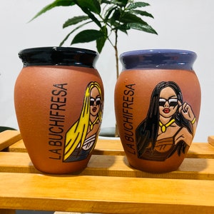 1 Mexican Lottery Cup - LA FRESA- la buchifresa- Cantarito Clay Cup - Jarrito Cup, Mexican clay !!!WHOLESALE!!