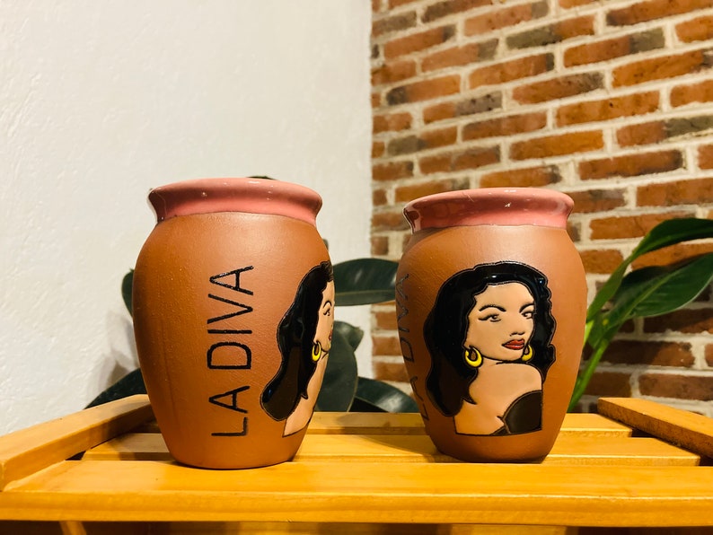 1 Mexican Lottery Cup - la DIVA- Cantarito Clay Cup - Jarrito Cup, MEXICAN clay !!!WHOLESALE!!