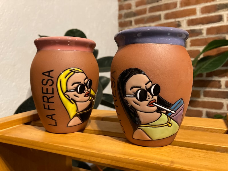 1 Mexican Lottery Cup - LA FRESA- Cantarito Clay Cup - Jarrito Cup, Mexican clay !!!WHOLESALE!!