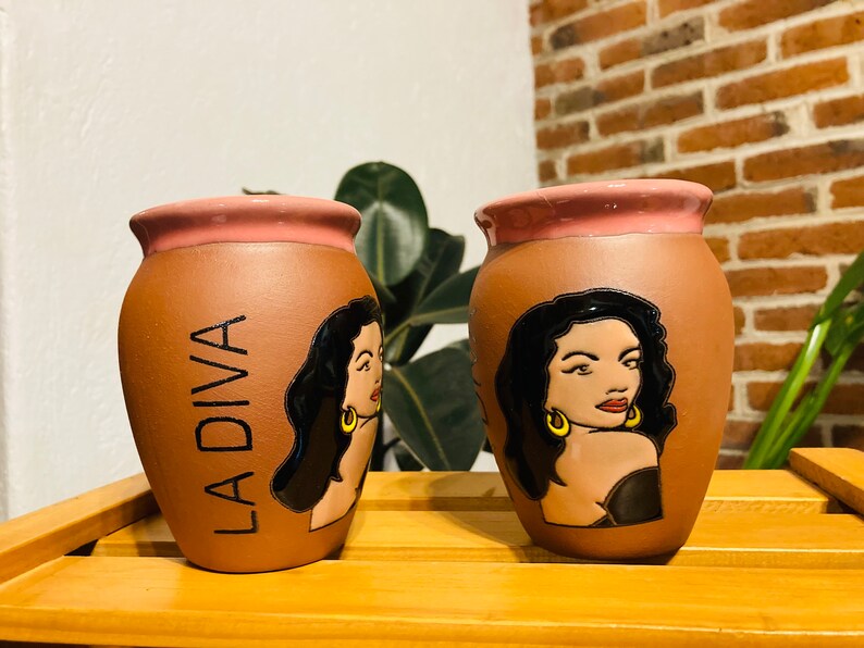 1 Mexican Lottery Cup - la DIVA- Cantarito Clay Cup - Jarrito Cup, MEXICAN clay !!!WHOLESALE!!