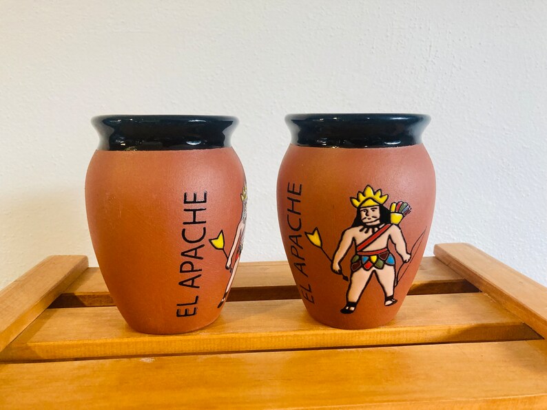 1 Mexican Lottery Cup - El APACHE- Cantarito Clay Cup - Jarrito Cup, MEXICAN clay !!!WHOLESALE!!