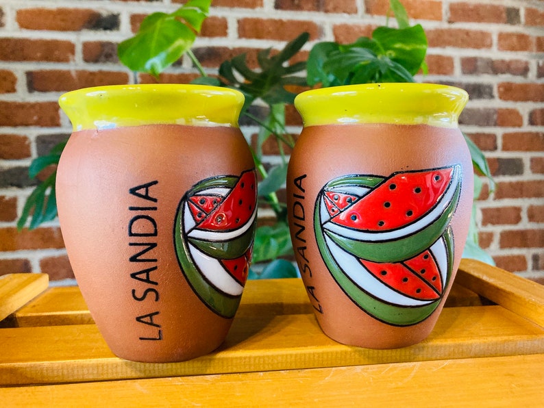 1 Mexican Lottery Cup - La Sandia- Cantarito Clay Cup - Jarrito Cup, Mexican clay !!!WHOLESALE!!