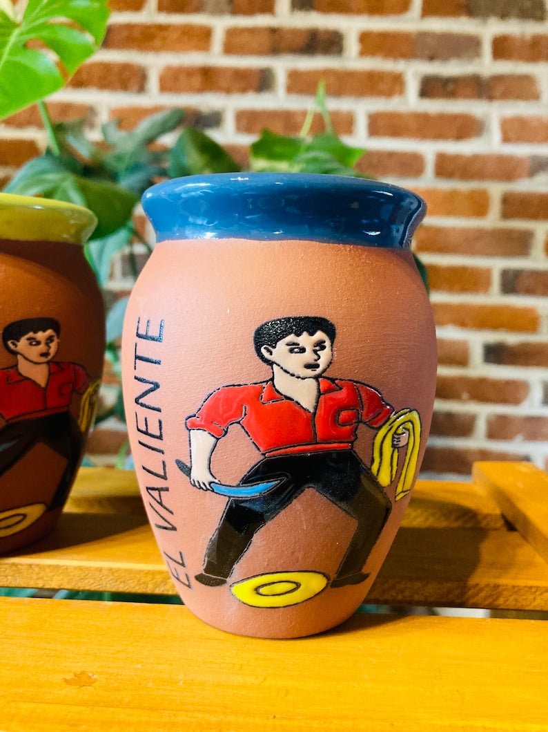 1 Mexican Lottery Cup - The brave - Cantarito Clay Cup - Jarrito Cup, Mexican clay !!!WHOLESALE!!
