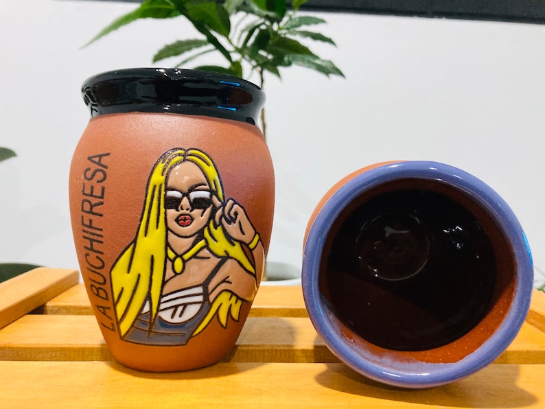 1 Mexican Lottery Cup - LA FRESA- la buchifresa- Cantarito Clay Cup - Jarrito Cup, Mexican clay !!!WHOLESALE!!