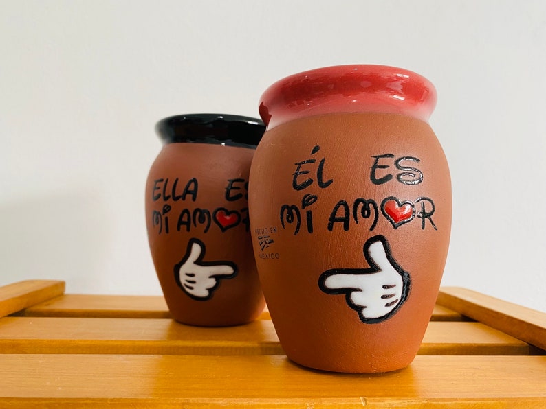 2 Mexican Lottery Cups - He is mine - Copa Cantarito Clay - Copa Jarrito, MEXICAN clay !!!WHOLESALE!!