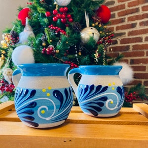 2 JARRITOS mexican clay, Mexican clay cup, MEXICAN cup hand painted !!!wholesale!!