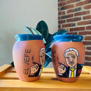 1 Mexican Lottery Cup - EL JEFE- Cantarito Clay Cup - Jarrito Cup, Mexican clay !!!WHOLESALE!!