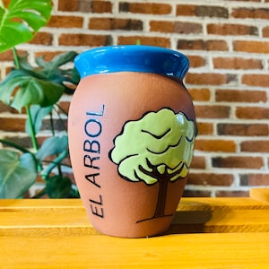 1 Mexican Lottery Cup - El arbol- Cantarito Clay Cup - Jarrito Cup, Mexican clay !!!WHOLESALE!!