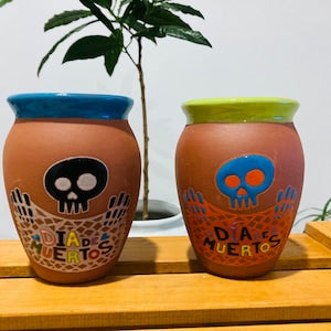 1 Mexican Lottery Cup - day of the dead - chopped paper - Cantarito Clay Cup - Jarrito Cup, MEXICAN clay !!!WHOLESALE!!