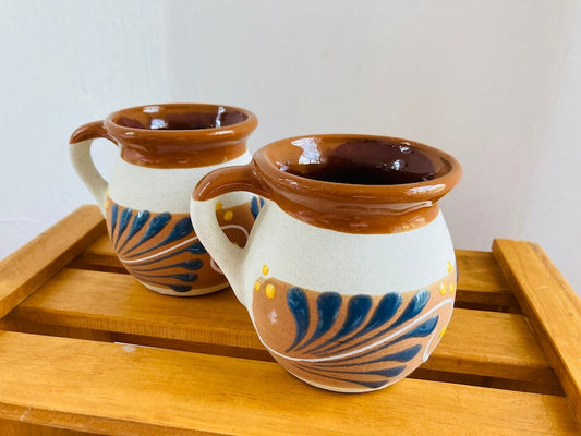 2 JARRITOS mexican clay, Mexican clay cup, MEXICAN cup HAND PAINTED !!!wholesale!!
