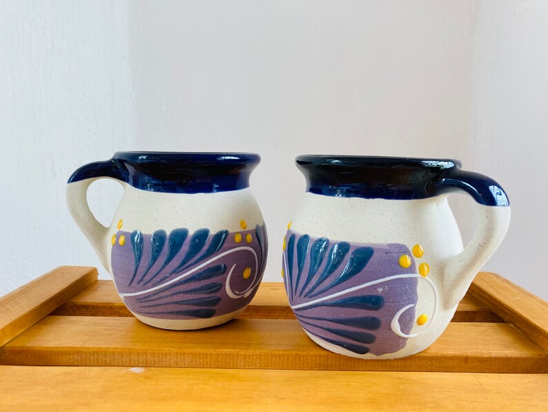 2 JARRITOS mexican clay, Mexican clay cup, MEXICAN cup hand painted !!!wholesale!!