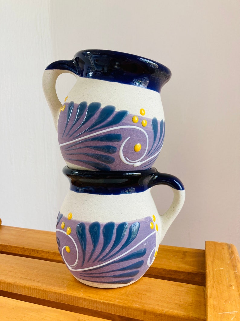 2 JARRITOS mexican clay, Mexican clay cup, MEXICAN cup hand painted !!!wholesale!!