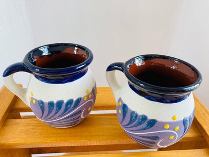 2 JARRITOS mexican clay, Mexican clay cup, MEXICAN cup hand painted !!!wholesale!!