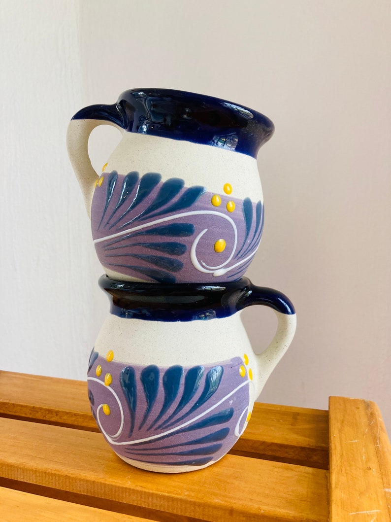 2 JARRITOS mexican clay, Mexican clay cup, MEXICAN cup hand painted !!!wholesale!!