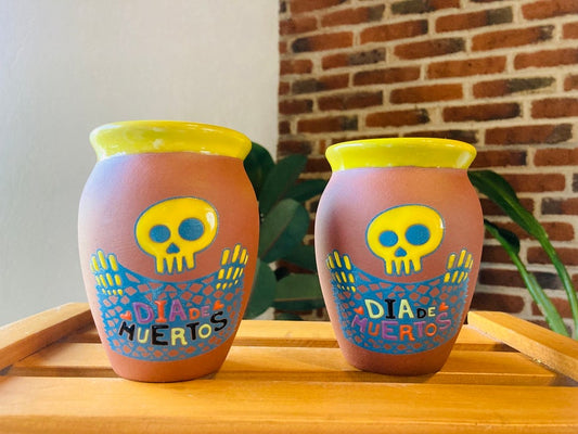 1 Mexican Lottery Cup - day of the dead - chopped paper - Cantarito Clay Cup - Jarrito Cup, MEXICAN clay !!!WHOLESALE!!