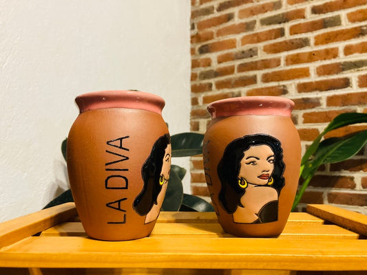 1 Mexican Lottery Cup - la DIVA- Cantarito Clay Cup - Jarrito Cup, MEXICAN clay !!!WHOLESALE!!