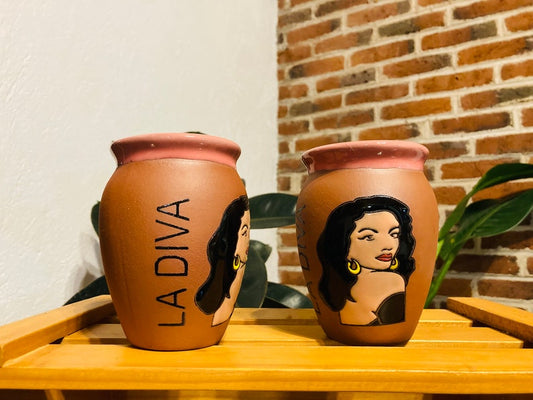 1 Mexican Lottery Cup - la DIVA- Cantarito Clay Cup - Jarrito Cup, MEXICAN clay !!!WHOLESALE!!