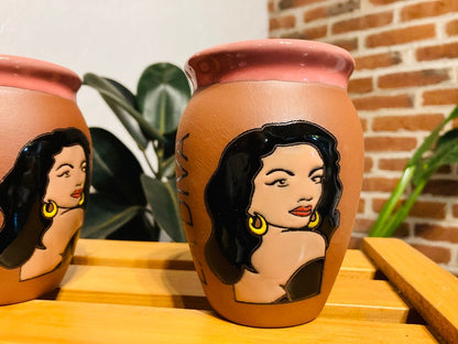 1 Mexican Lottery Cup - la DIVA- Cantarito Clay Cup - Jarrito Cup, MEXICAN clay !!!WHOLESALE!!