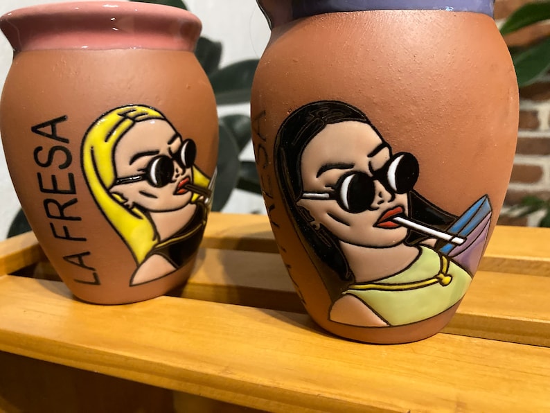 1 Mexican Lottery Cup - LA FRESA- Cantarito Clay Cup - Jarrito Cup, Mexican clay !!!WHOLESALE!!