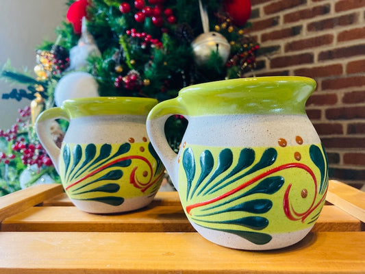 2 JARRITOS mexican clay, Mexican clay cup, MEXICAN cup hand painted !!!wholesale!!