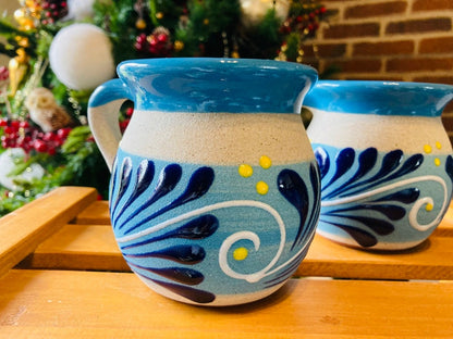 2 JARRITOS mexican clay, Mexican clay cup, MEXICAN cup hand painted !!!wholesale!!