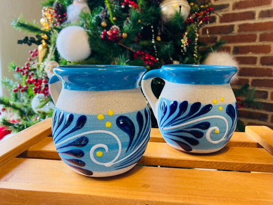 2 JARRITOS mexican clay, Mexican clay cup, MEXICAN cup hand painted !!!wholesale!!