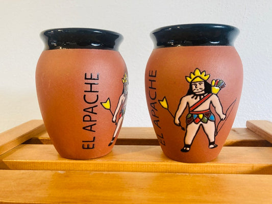 1 Mexican Lottery Cup - El APACHE- Cantarito Clay Cup - Jarrito Cup, MEXICAN clay !!!WHOLESALE!!