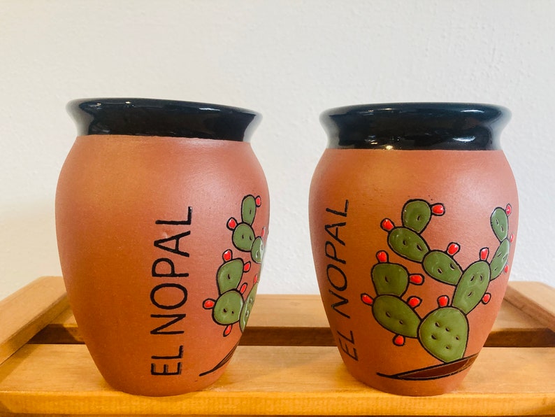1 Mexican Lottery Cup - El NOPAL- Cantarito Clay Cup - Jarrito Cup, MEXICAN clay !!!WHOLESALE!!