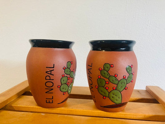 1 Mexican Lottery Cup - El NOPAL- Cantarito Clay Cup - Jarrito Cup, MEXICAN clay !!!WHOLESALE!!