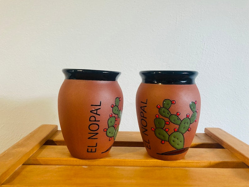 1 Mexican Lottery Cup - El NOPAL- Cantarito Clay Cup - Jarrito Cup, MEXICAN clay !!!WHOLESALE!!