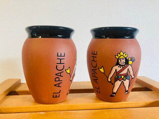 1 Mexican Lottery Cup - El APACHE- Cantarito Clay Cup - Jarrito Cup, MEXICAN clay !!!WHOLESALE!!