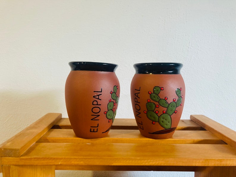 1 Mexican Lottery Cup - El NOPAL- Cantarito Clay Cup - Jarrito Cup, MEXICAN clay !!!WHOLESALE!!