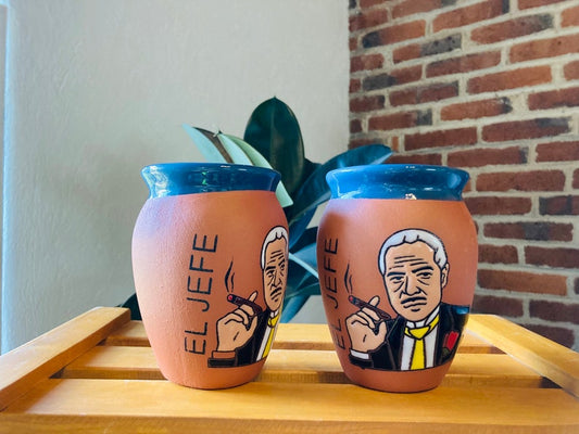 1 Mexican Lottery Cup - EL JEFE- Cantarito Clay Cup - Jarrito Cup, Mexican clay !!!WHOLESALE!!