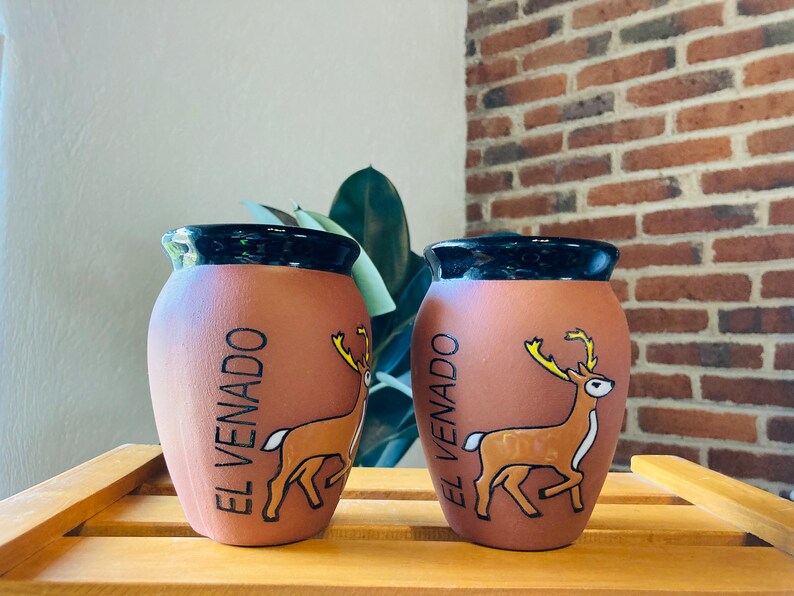1 Mexican Lottery Cup - EL VENADO- Cantarito Clay Cup - Jarrito Cup, Mexican clay !!!WHOLESALE!!