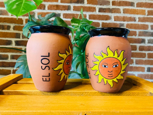 1 Mexican Lottery Cup - EL SOL- Cantarito Clay Cup - Jarrito Cup, Mexican clay !!!WHOLESALE!!