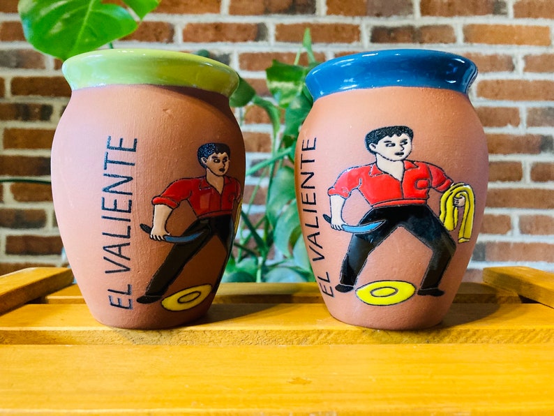 1 Mexican Lottery Cup - The brave - Cantarito Clay Cup - Jarrito Cup, Mexican clay !!!WHOLESALE!!