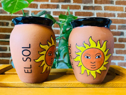 1 Mexican Lottery Cup - EL SOL- Cantarito Clay Cup - Jarrito Cup, Mexican clay !!!WHOLESALE!!