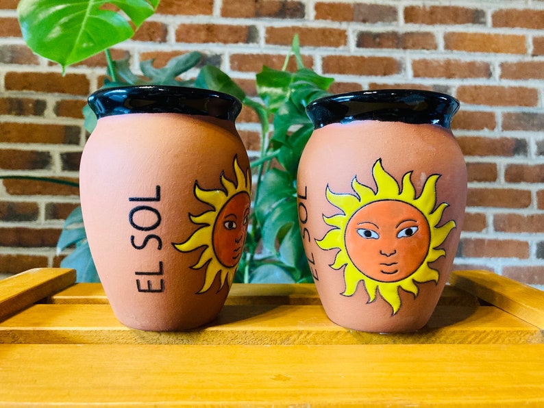 1 Mexican Lottery Cup - EL SOL- Cantarito Clay Cup - Jarrito Cup, Mexican clay !!!WHOLESALE!!