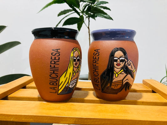 1 Mexican Lottery Cup - LA FRESA- la buchifresa- Cantarito Clay Cup - Jarrito Cup, Mexican clay !!!WHOLESALE!!