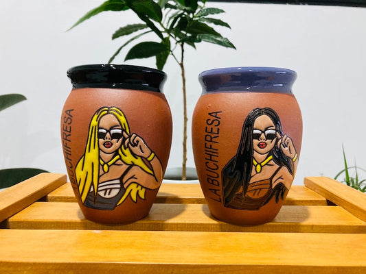 1 Mexican Lottery Cup - LA FRESA- la buchifresa- Cantarito Clay Cup - Jarrito Cup, Mexican clay !!!WHOLESALE!!