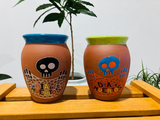 1 Mexican Lottery Cup - day of the dead - chopped paper - Cantarito Clay Cup - Jarrito Cup, MEXICAN clay !!!WHOLESALE!!