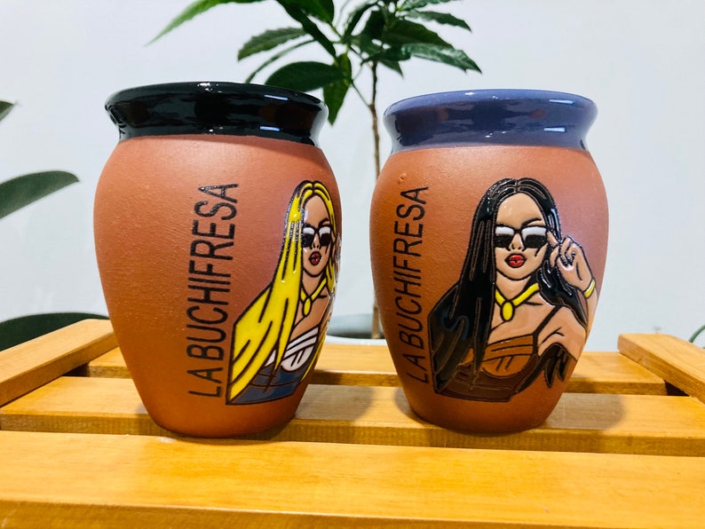 1 Mexican Lottery Cup - LA FRESA- la buchifresa- Cantarito Clay Cup - Jarrito Cup, Mexican clay !!!WHOLESALE!!